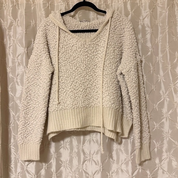 Young Fabulous & Broke Cream Beige Popcorn Knit Hoodie Sweater Hooded YFB - Picture 2 of 12